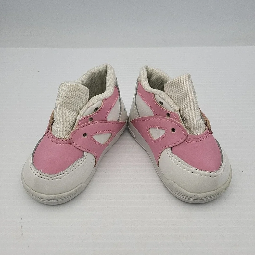 White Sneakers with Pink Stripe fits 23